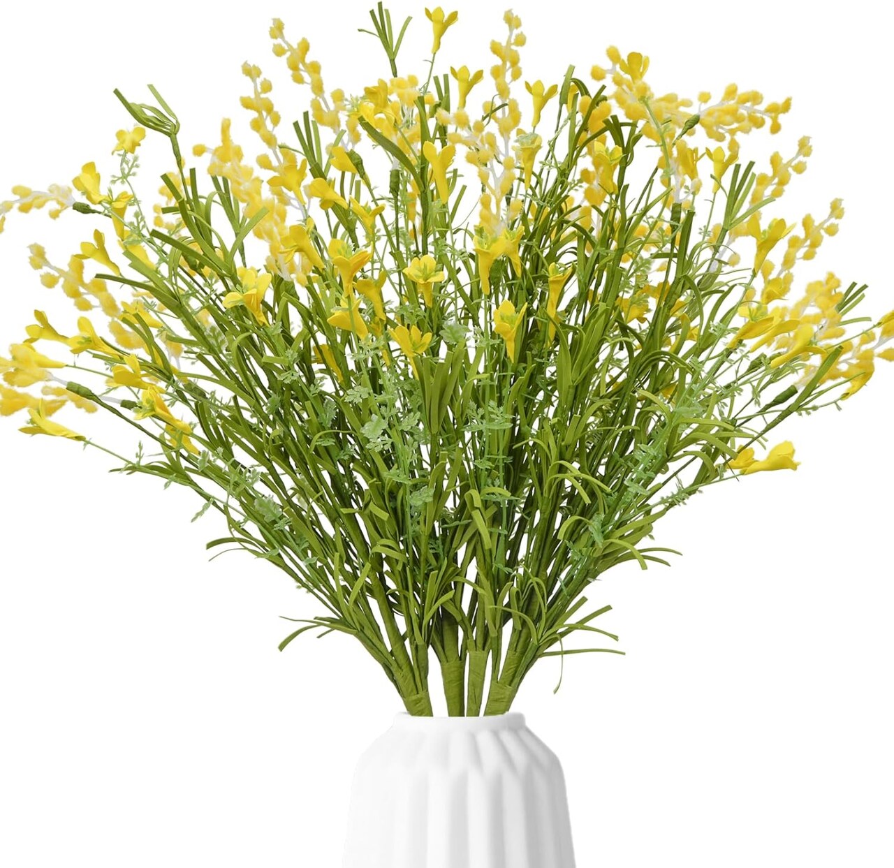 Yellow Forsythia Artificial Flowers, 4 Bundles 21inch Fake Forsythia Branches